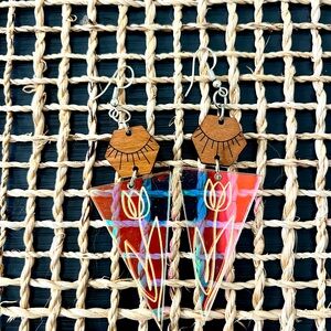Handmade Tulip Iridescent Statement Earrings